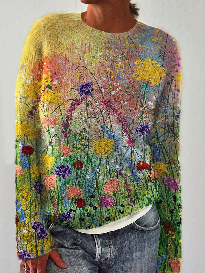 Petra | Cozy sweater with flower painting