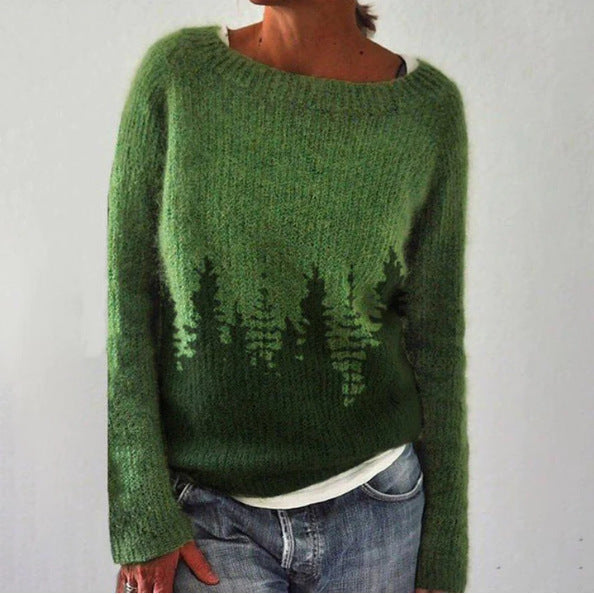 Jade | Elegant long-sleeve sweater in the forest